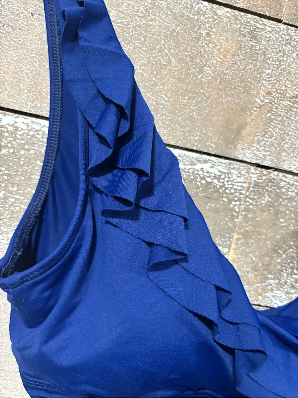 Lauren Ralph Lauren Core Solid Ruffle One-Piece Swimsuit Blue Saturn Sz 12